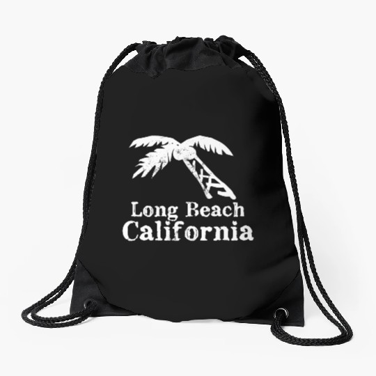 Long Beach California Palm Tree Souvenirs Gifts Drawstring Bags