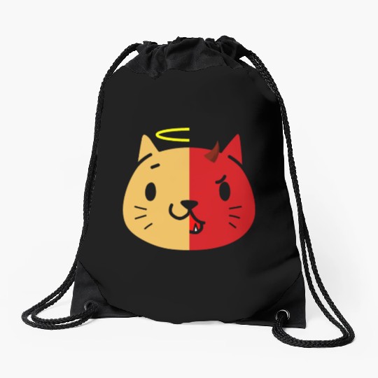 Two Face Cat Angel And Devil Drawstring Bags