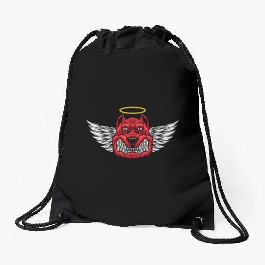 Angry Devil Dog Drawstring Bags