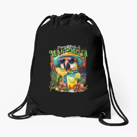 Balanced Diet is A Margarita in Eachs Hands Parrot Drawstring Bags