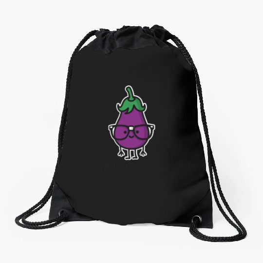 Aubergine eggplant genius Aubergenius Drawstring Bags