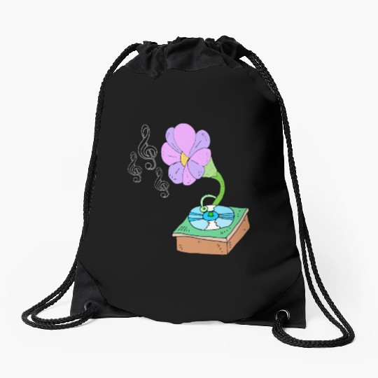 Music Blossom Floreal Surreal Music Lover Design Drawstring Bags