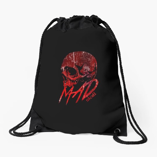 Red Skull with Lightning Graffiti Drawstring Bags