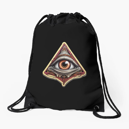 Illuminati one eye symbol of freedom world society Drawstring Bags