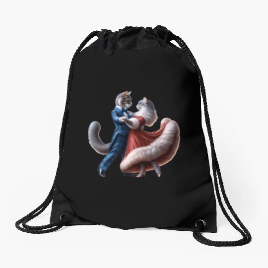 Twilight Dance of Cats Drawstring Bags