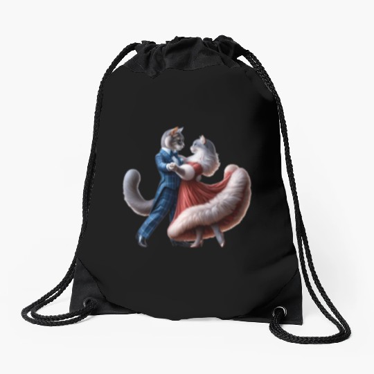 Twilight Dance of Cats Drawstring Bags