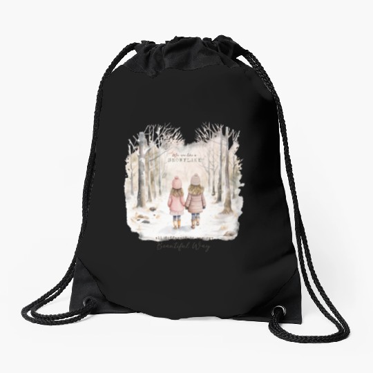 Cute Kids In Winter Wonderland Drawstring Bags