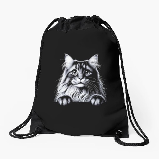 More Treats persian 2- Cute realistic cat drawing Drawstring Bags