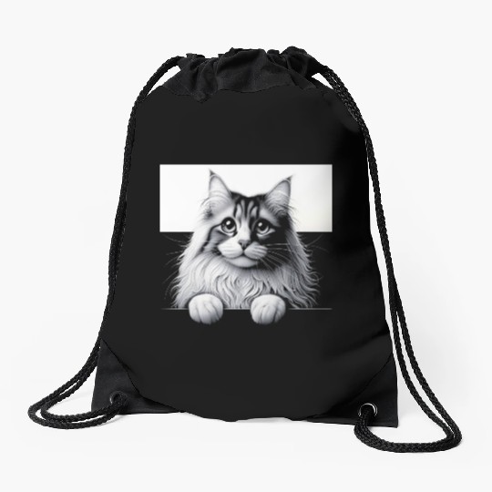 More Treats persian 1- Cute realistic cat drawing Drawstring Bags