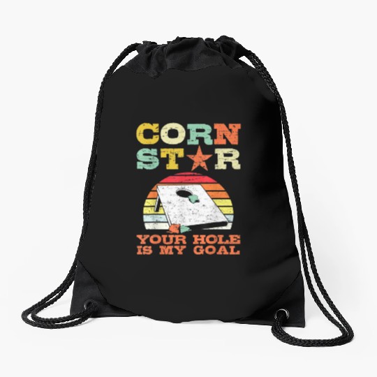 Corn Star Your Hole is My Goal Vintage Cornhole Drawstring Bags