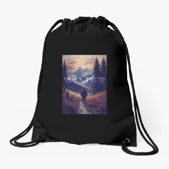 Bigfoot Wander Design Drawstring Bags
