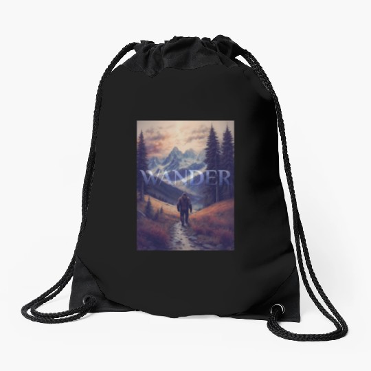 Bigfoot Wander Design Drawstring Bags