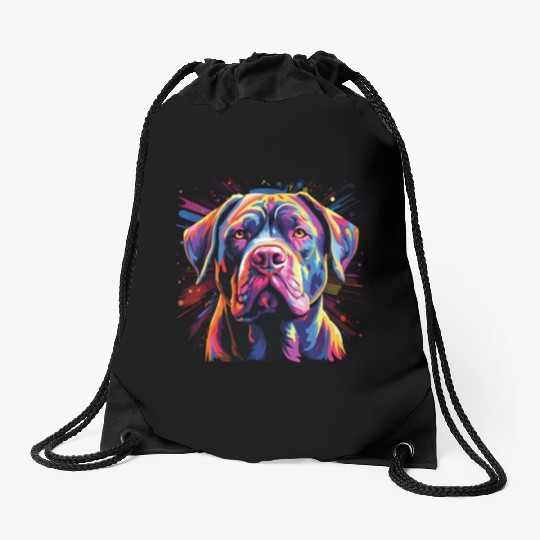 Watercolor Colorful Cane Corso Drawstring Bags