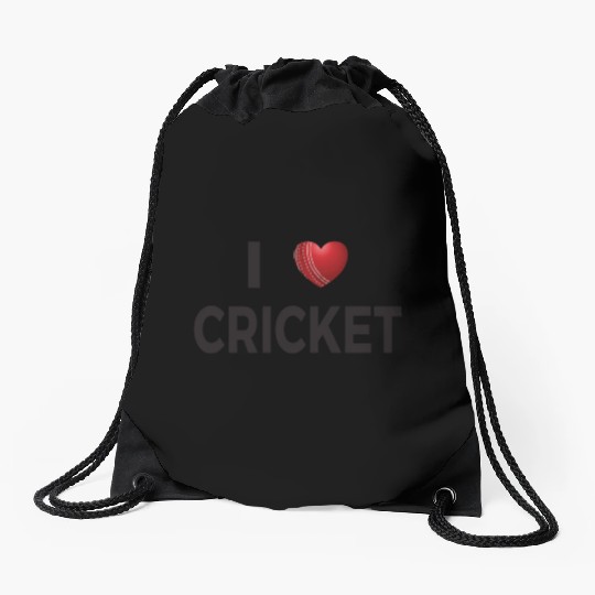 I Love Cricket Drawstring Bags