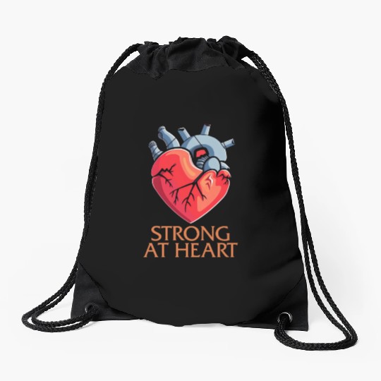 CHD Awareness Drawstring Bags, Strong At Heart Pumping Iron