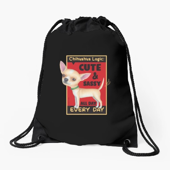 Chihuahua Logic Drawstring Bags