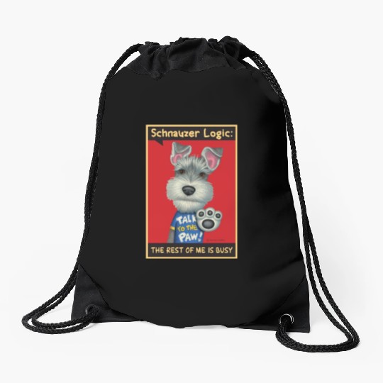 Schnauzer Logic Drawstring Bags