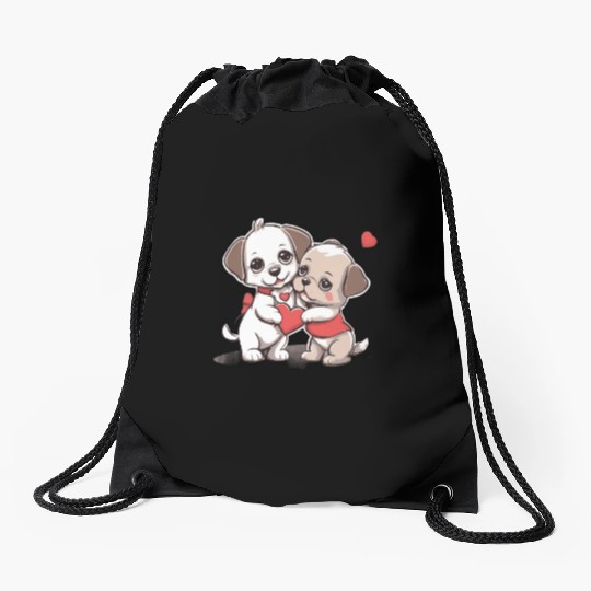Puppy Love Drawstring Bags