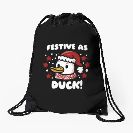 Festive as Duck Christmas Duck Drawstring Bags