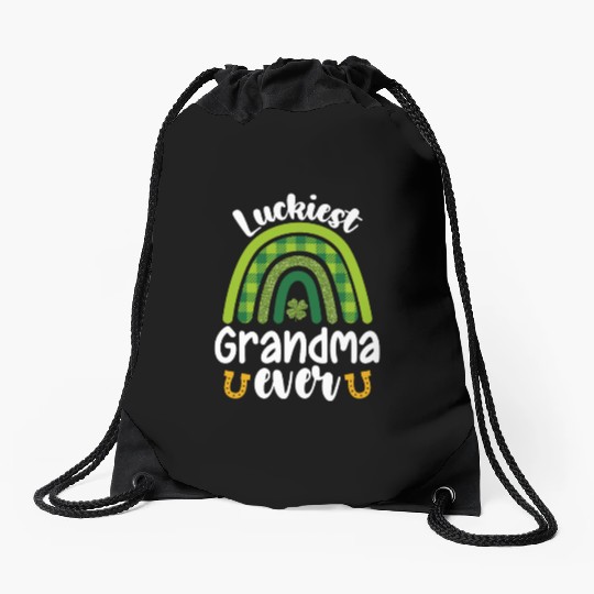 Luckiest Grandma Ever Family St Patrick's Day Drawstring Bags