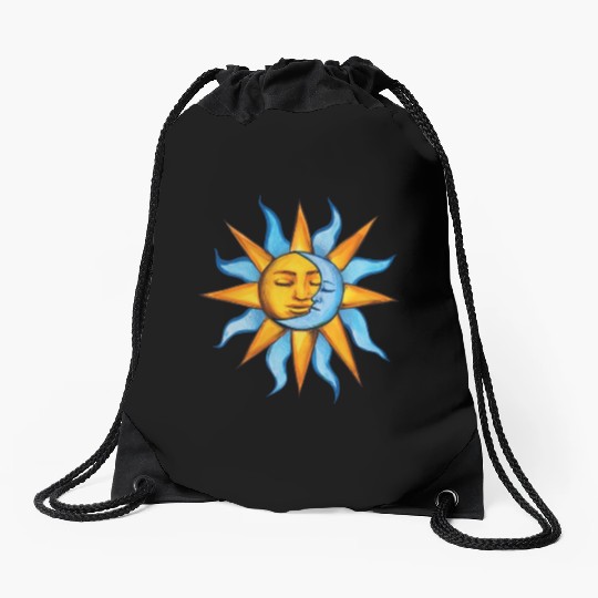 sun moon Drawstring Bags