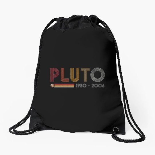 Pluto Never Forget Science and Astronomy Retro Drawstring Bags