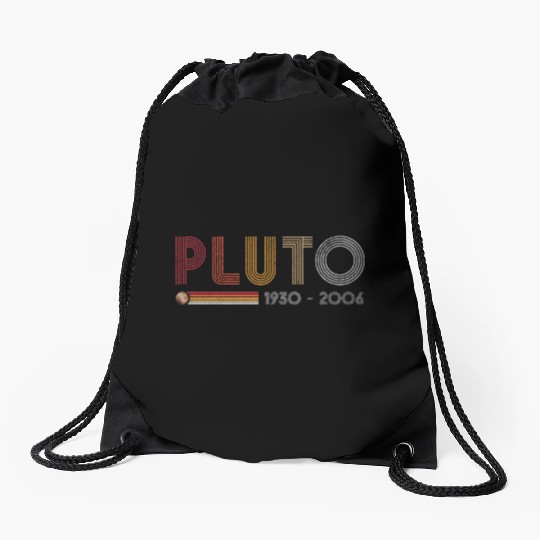 Pluto Never Forget Science and Astronomy Retro Drawstring Bags