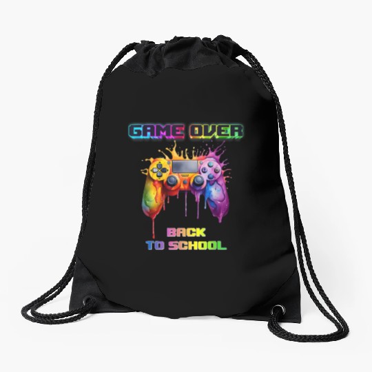 Game Over Back To School First Day School Gaming Drawstring Bags