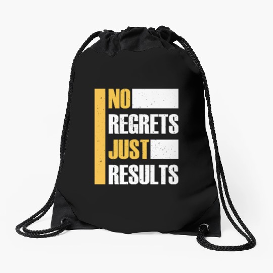 No Regrets Just Results distress grunge typography Drawstring Bags