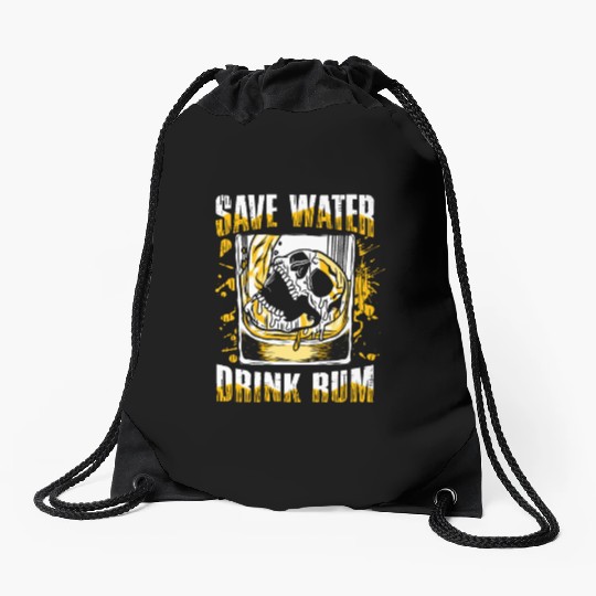 Save water drink rum | pub crawl drinking Drawstring Bags