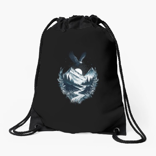 Mountain Silver Eagle Drawstring Bags