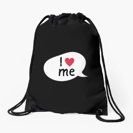 I love me affirmation Drawstring Bags