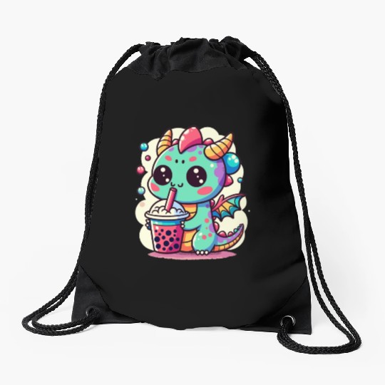 Boba Tea Dragon Kawaii Drawstring Bags