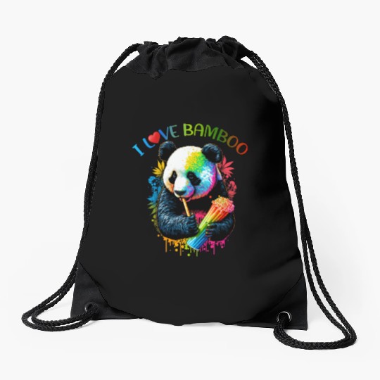 I Love Bamboo Drawstring Bags