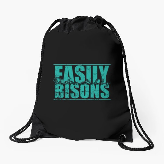 Easily Distracted by Bisons Animal Drawstring Bags