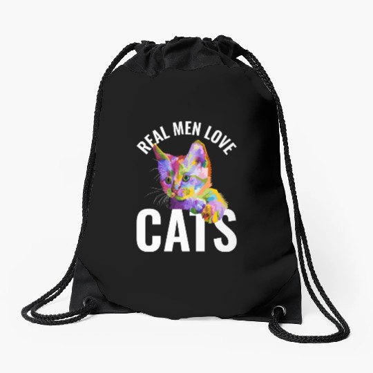 Real Men Love Cats Drawstring Bags