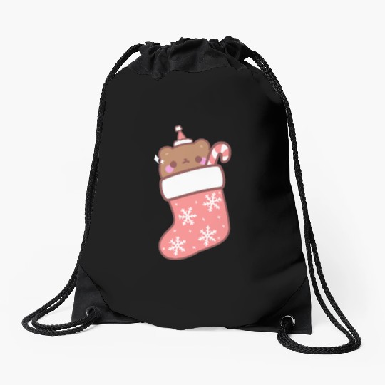 Teddy bear in a boot Drawstring Bags