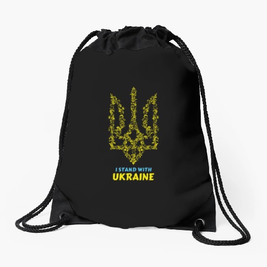 UKRAINE, I STAND WITH UKRAINE Drawstring Bags