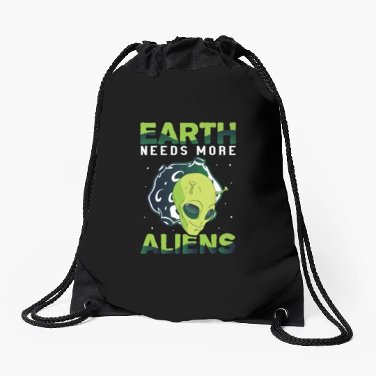 Alien, Aliens, UFO, UAP, Space Unknown Flight Drawstring Bags