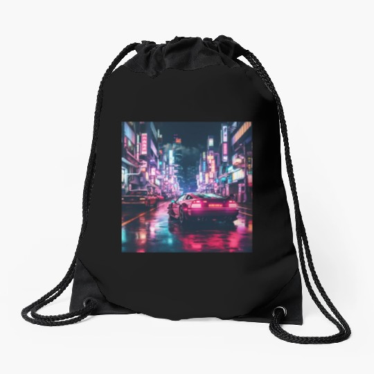 Vaporwave Tokyo Drawstring Bags