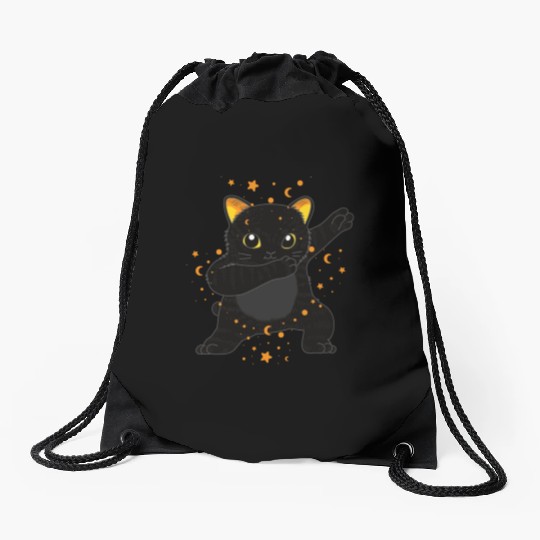 kawaii cat anime japanese retro Drawstring Bags