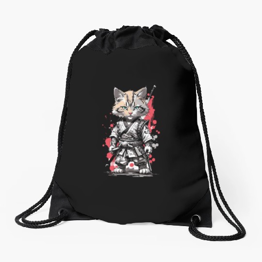 kawaii cat anime japanese retro men women kids fun Drawstring Bags