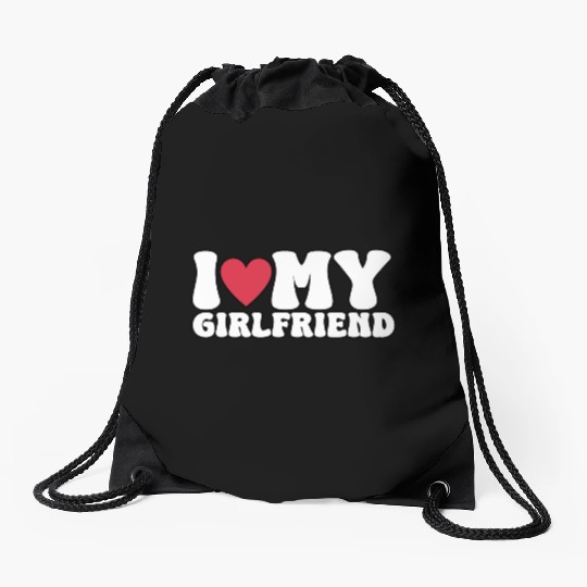 I Love My Girlfriend I Heart My GF Drawstring Bags