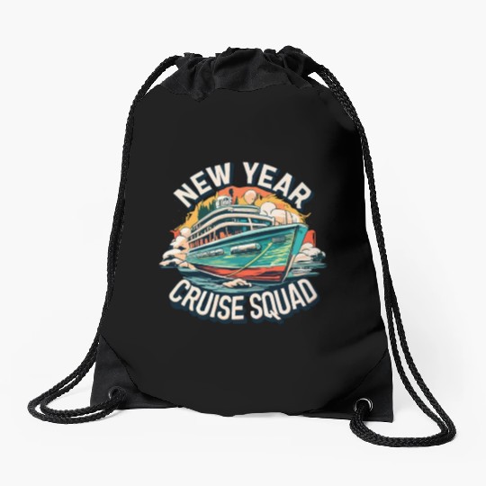 new year cruise squad 2024 boat cruise lovers gift Drawstring Bags
