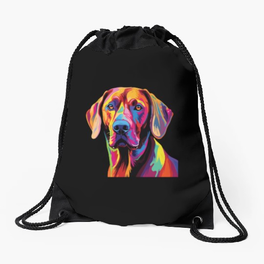 Watercolor Colorful Rhodesian Ridgeback Drawstring Bags