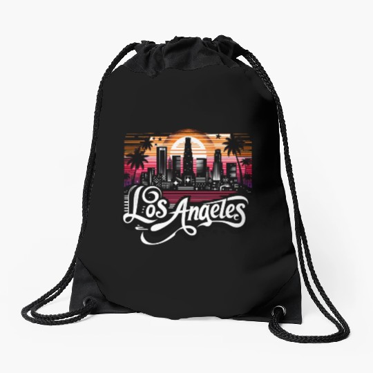 Los Angeles City Drawstring Bags