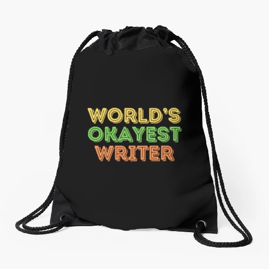 Funny Author World's Okayest Writer Drawstring Bags
