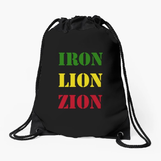 Iron Lion Zion, Jamaican Rasta Colors, Reggae Drawstring Bags