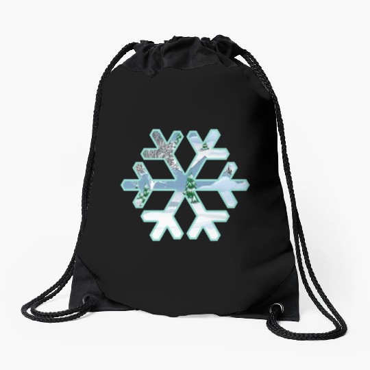 Teal Snowflake Drawstring Bags