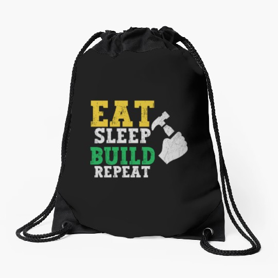 Eat Sleep Build Repeat Builder Fathers Day Gift Drawstring Bags